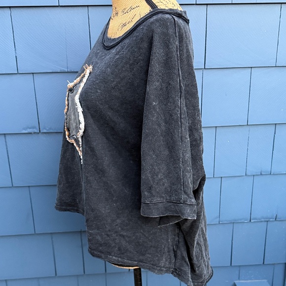 SHEIN Black Star Patch Top XL cotton star shirt - Picture 6 of 8